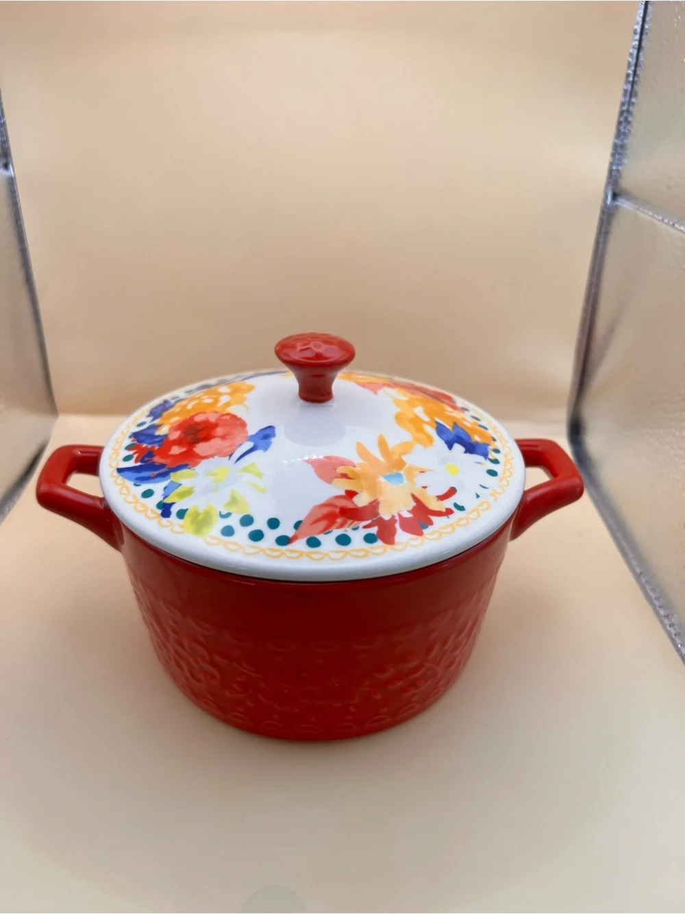 The Pioneer Woman Fiona Floral Red Mini Casserole with Lid